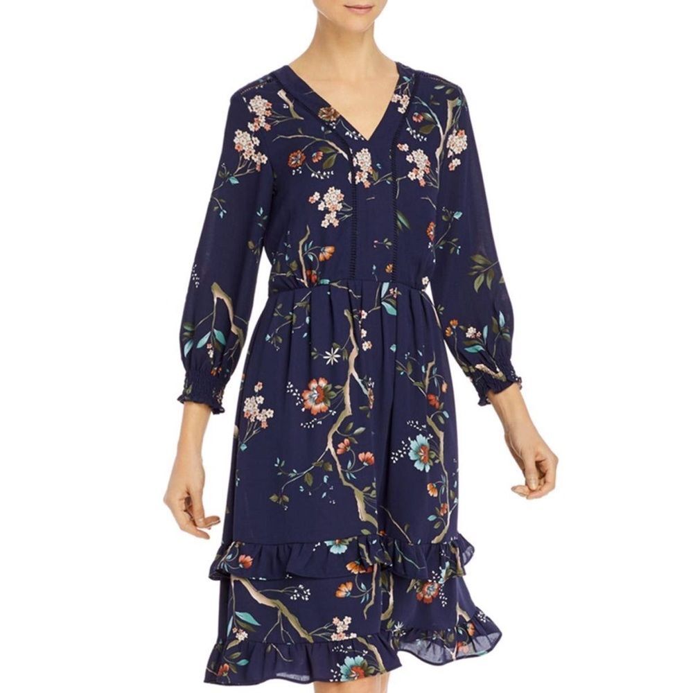 Nanette Lepore‎ Floral-Print Ruffled-Skirt Dress Woman’s Size 14